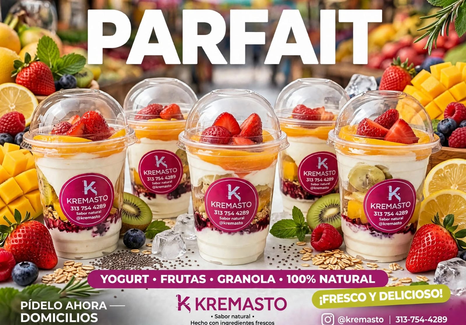 Parfait Kremasto — yogurt cremoso, frutas frescas y granola artesanal